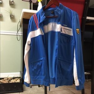 Caffeine Blue and white and orange track jacket